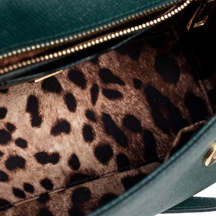 Pre Owned Dolce & Gabbana Green Leather Medium Miss Sicily Top Handle Bag