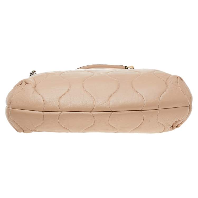 Pre Owned Dolce & Gabbana Beige Leather Miss Charles Hobo