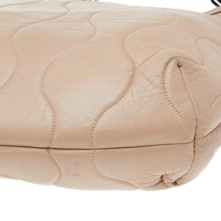 Pre Owned Dolce & Gabbana Beige Leather Miss Charles Hobo