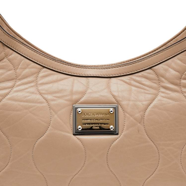 Pre Owned Dolce & Gabbana Beige Leather Miss Charles Hobo