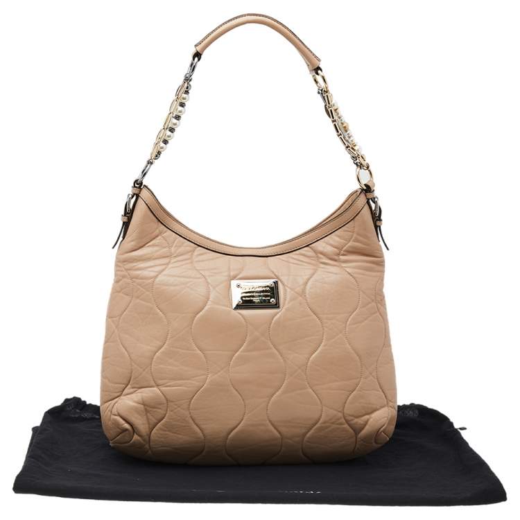 Pre Owned Dolce & Gabbana Beige Leather Miss Charles Hobo