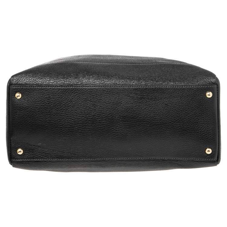 Pre Owned Dolce & Gabbana Black Grained Leather Front Pocket Sicily Tote