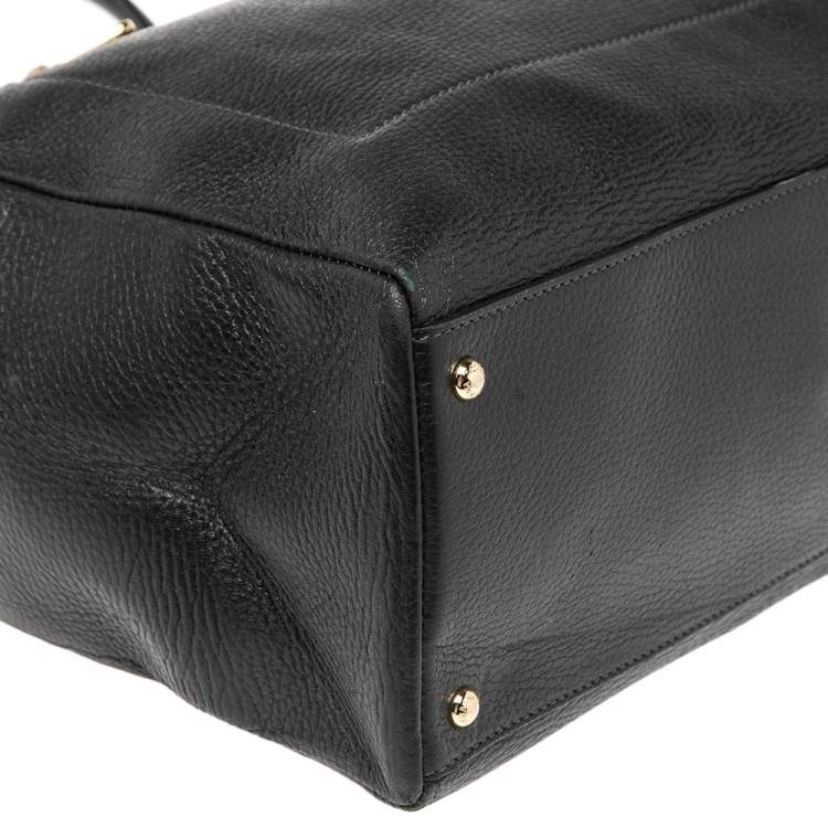 Pre Owned Dolce & Gabbana Black Grained Leather Front Pocket Sicily Tote