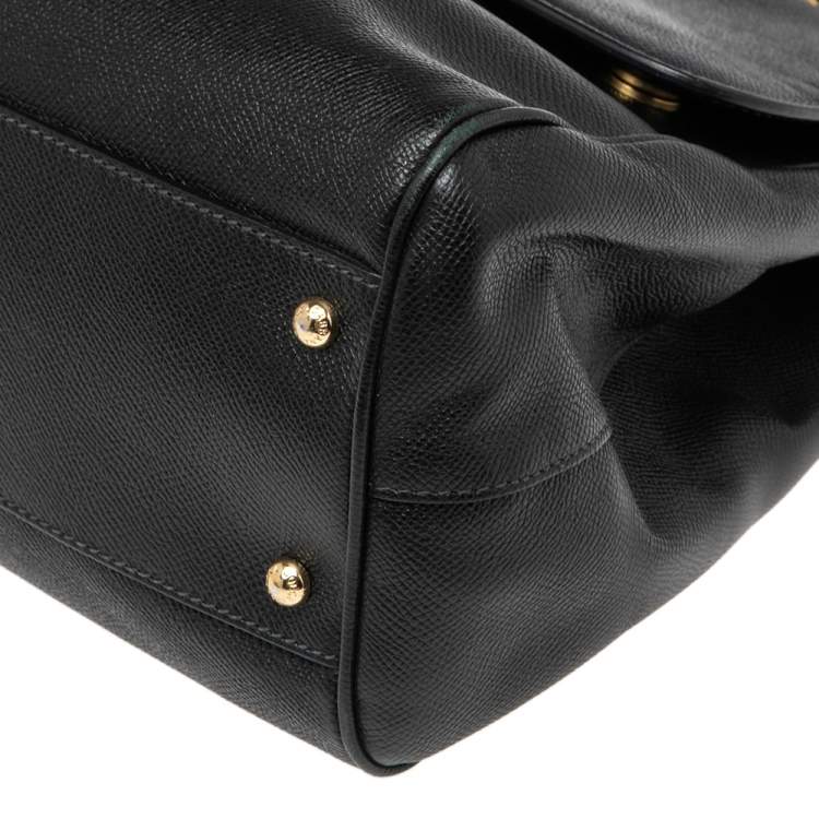 Pre Owned Dolce & Gabbana Black Leather Large Miss Sicily Top Handle Bag