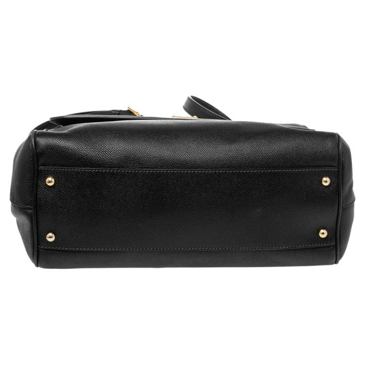Pre Owned Dolce & Gabbana Black Leather Large Miss Sicily Top Handle Bag