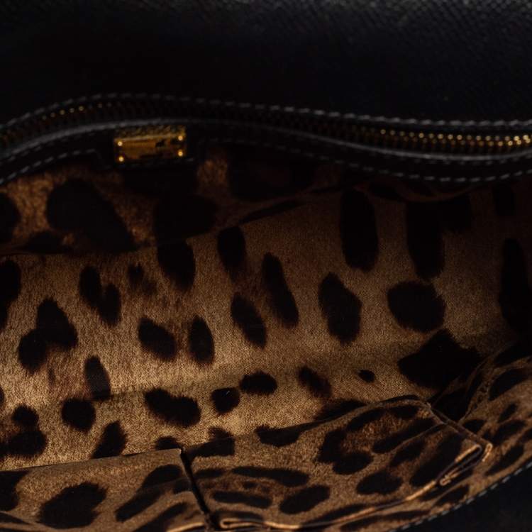 Pre Owned Dolce & Gabbana Black Leather Large Miss Sicily Top Handle Bag