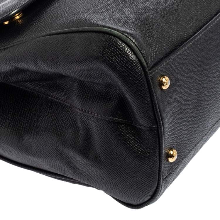 Pre Owned Dolce & Gabbana Black Leather Large Miss Sicily Top Handle Bag