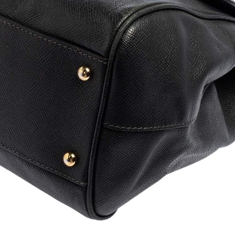 Pre Owned Dolce & Gabbana Black Leather Large Miss Sicily Top Handle Bag