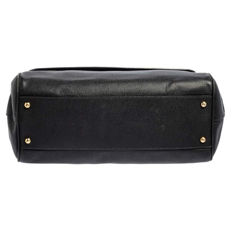 Pre Owned Dolce & Gabbana Black Leather Large Miss Sicily Top Handle Bag