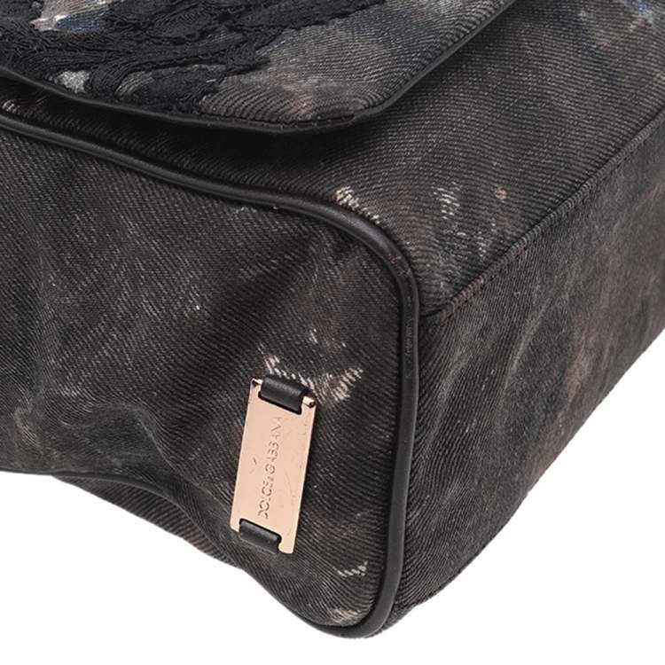 Pre Owned Dolce & Gabbana Multicolor Canvas Lace Shoulder Bag