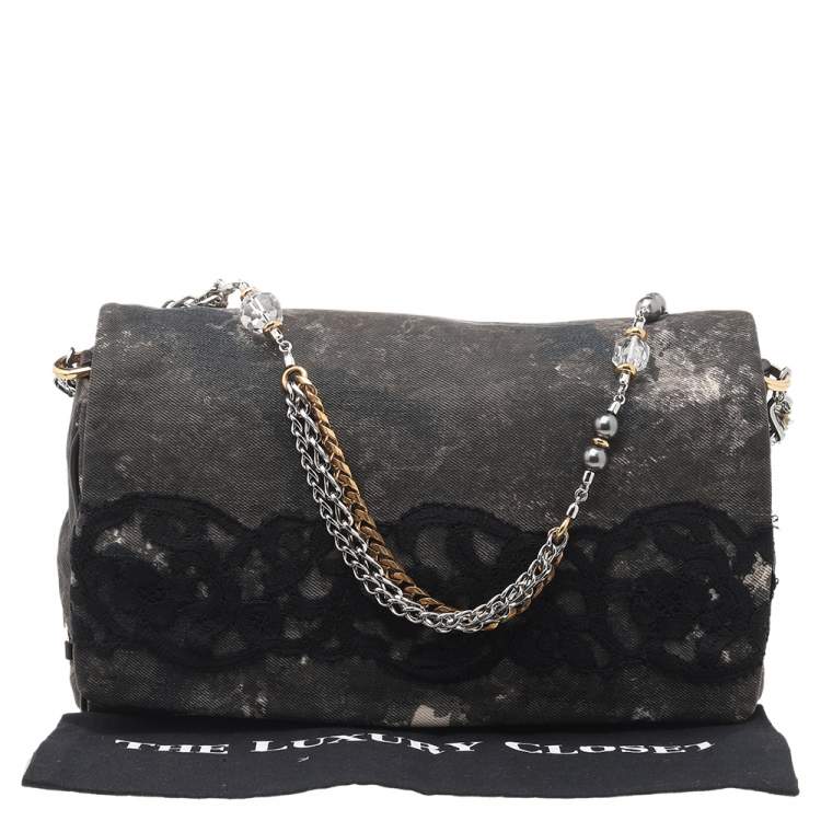 Pre Owned Dolce & Gabbana Multicolor Canvas Lace Shoulder Bag