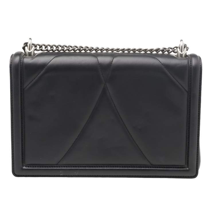 Pre Owned Dolce & Gabbana Black Quilted Leather Devotion Shoulder Bag