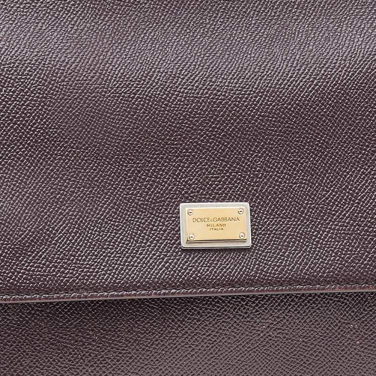 Pre Owned Dolce & Gabbana Burgundy Leather Medium Miss Sicily Top Handle Bag