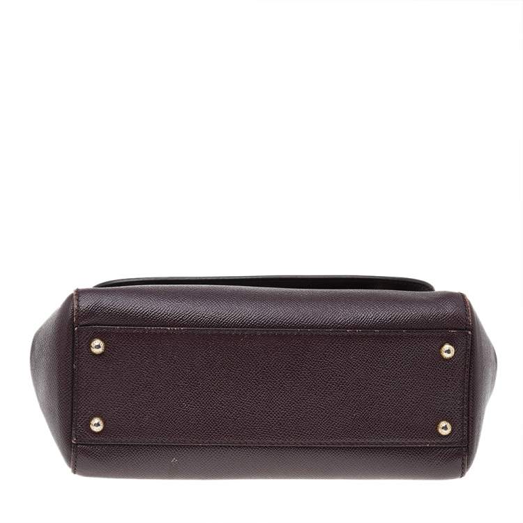 Pre Owned Dolce & Gabbana Burgundy Leather Medium Miss Sicily Top Handle Bag