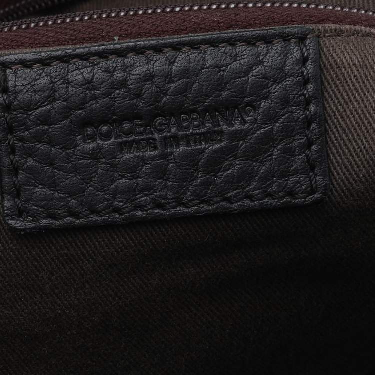 Pre Owned Dolce & Gabbana Black/Brown Leopard Print Canvas And Leather Messenger Bag