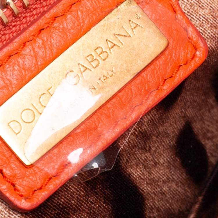 Pre Owned Dolce & Gabbana Orange Leather Miss Sicily Top Handle Bag