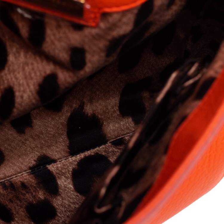 Pre Owned Dolce & Gabbana Orange Leather Miss Sicily Top Handle Bag