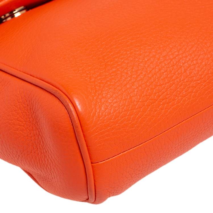 Pre Owned Dolce & Gabbana Orange Leather Miss Sicily Top Handle Bag