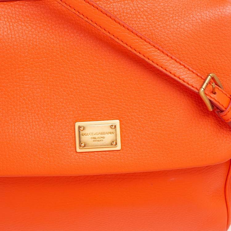 Pre Owned Dolce & Gabbana Orange Leather Miss Sicily Top Handle Bag