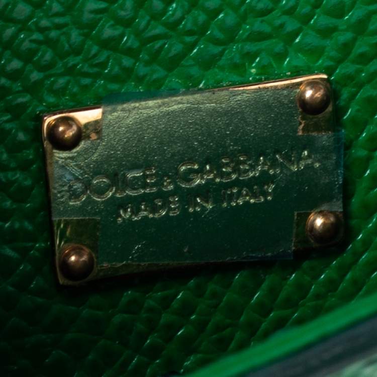 Pre Owned Dolce & Gabbana Green Leather Mini Miss Sicily Top Handle Bag