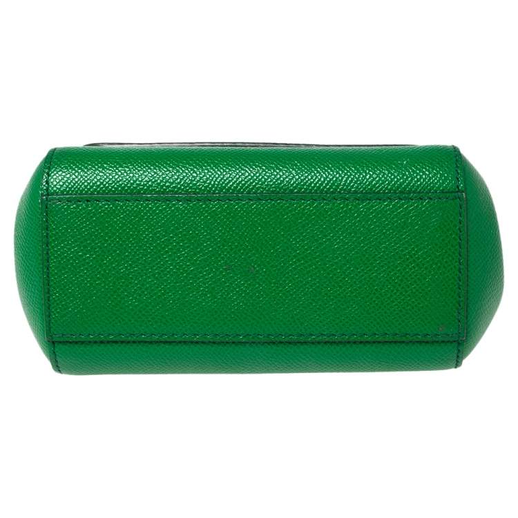 Pre Owned Dolce & Gabbana Green Leather Mini Miss Sicily Top Handle Bag
