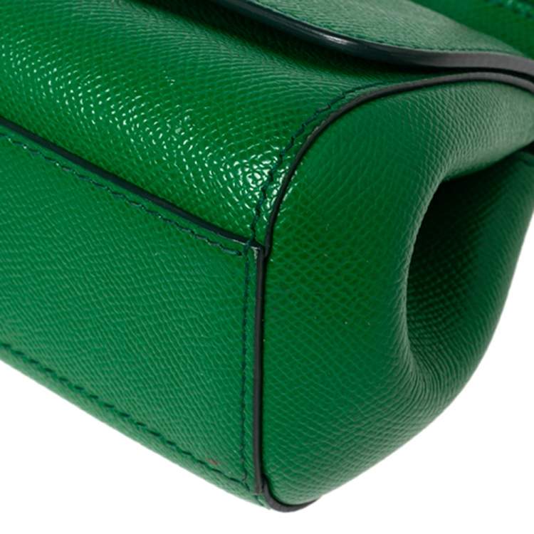 Pre Owned Dolce & Gabbana Green Leather Mini Miss Sicily Top Handle Bag