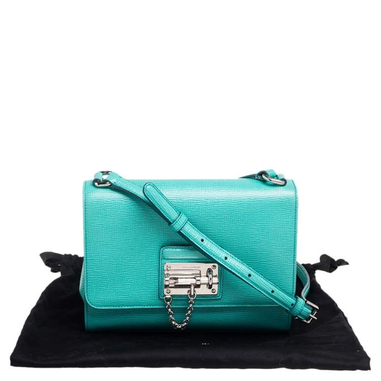 Pre Owned Dolce & Gabbana Green Leather Monica Shoulder Bag