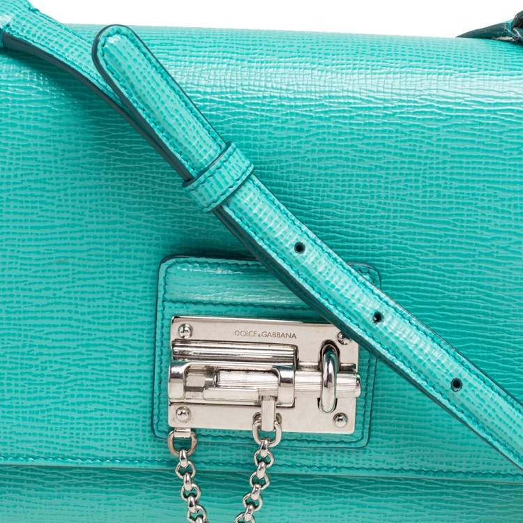 Pre Owned Dolce & Gabbana Green Leather Monica Shoulder Bag