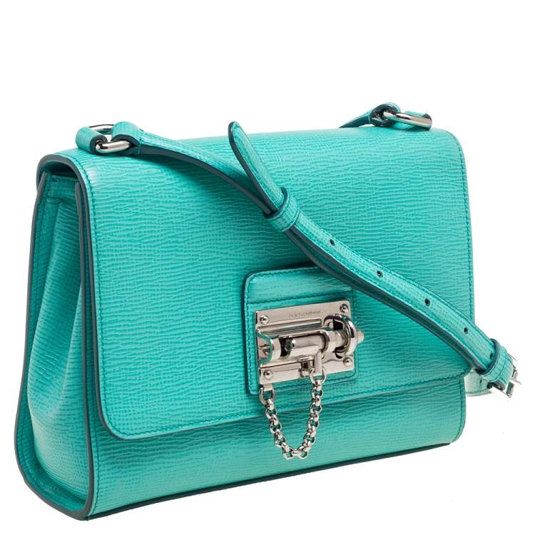 Pre Owned Dolce & Gabbana Green Leather Monica Shoulder Bag