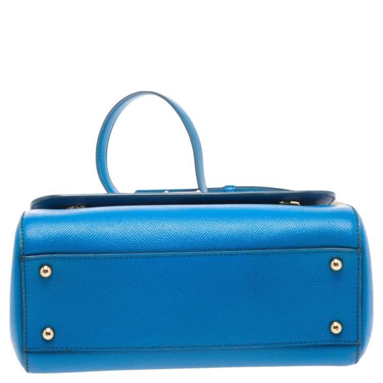 Pre Owned Dolce & Gabbana Blue Leather Medium Miss Sicily Top Handle Bag