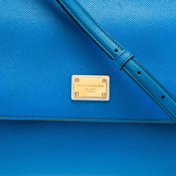 Pre Owned Dolce & Gabbana Blue Leather Medium Miss Sicily Top Handle Bag