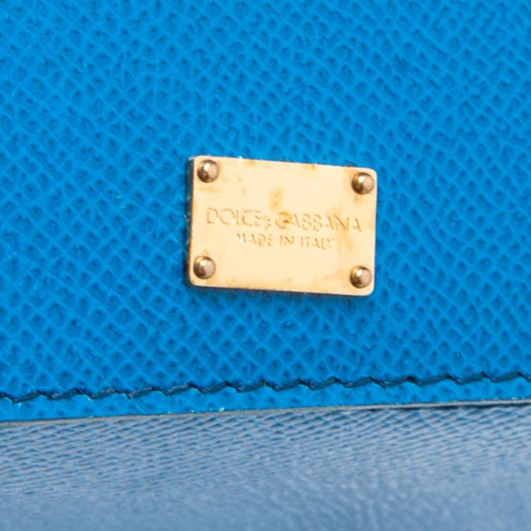 Pre Owned Dolce & Gabbana Blue Leather Medium Miss Sicily Top Handle Bag