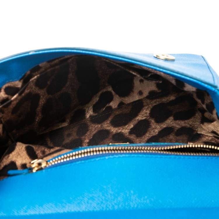 Pre Owned Dolce & Gabbana Blue Leather Medium Miss Sicily Top Handle Bag