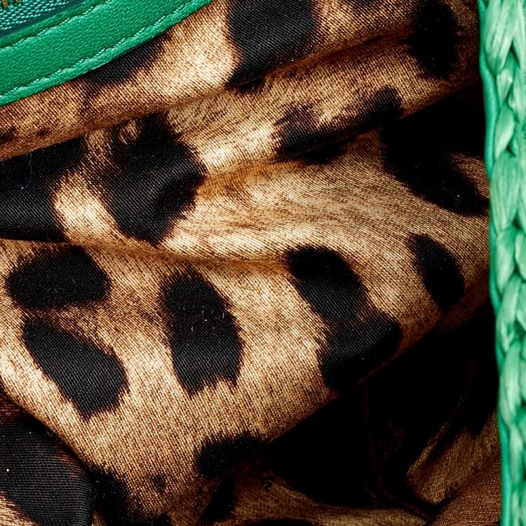 مملوكة مسبقًا Dolce & Gabbana Green Straw Crystal Embellished Miss Bonita Shoulder Bag