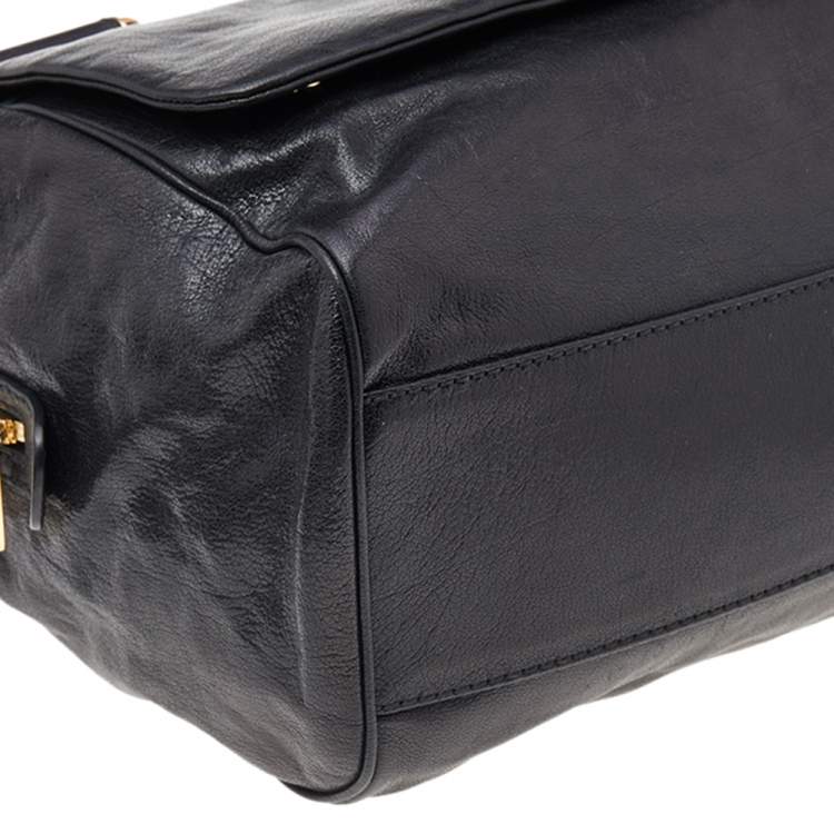 Pre Owned Dolce & Gabbana Black Leather Large New Miss Sicily Top Handle Bag