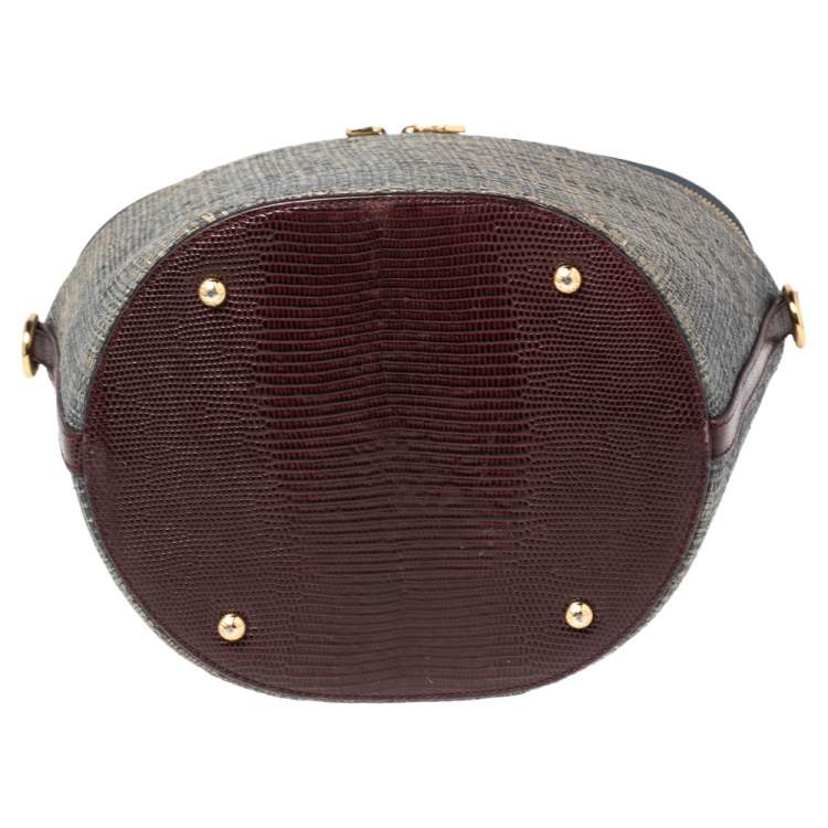 Pre Owned Dolce & Gabbana Blue Raffia Bast Bucket Bag