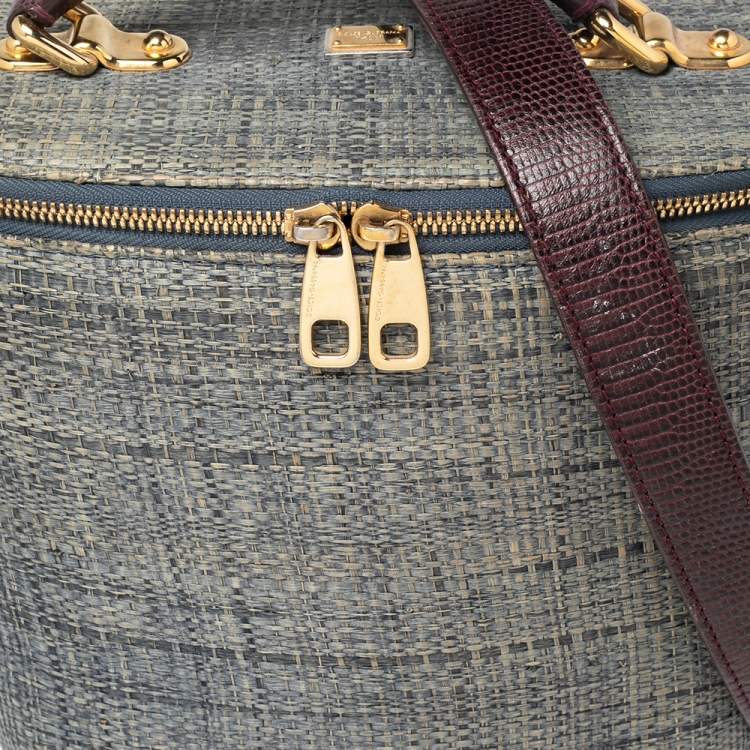 Pre Owned Dolce & Gabbana Blue Raffia Bast Bucket Bag