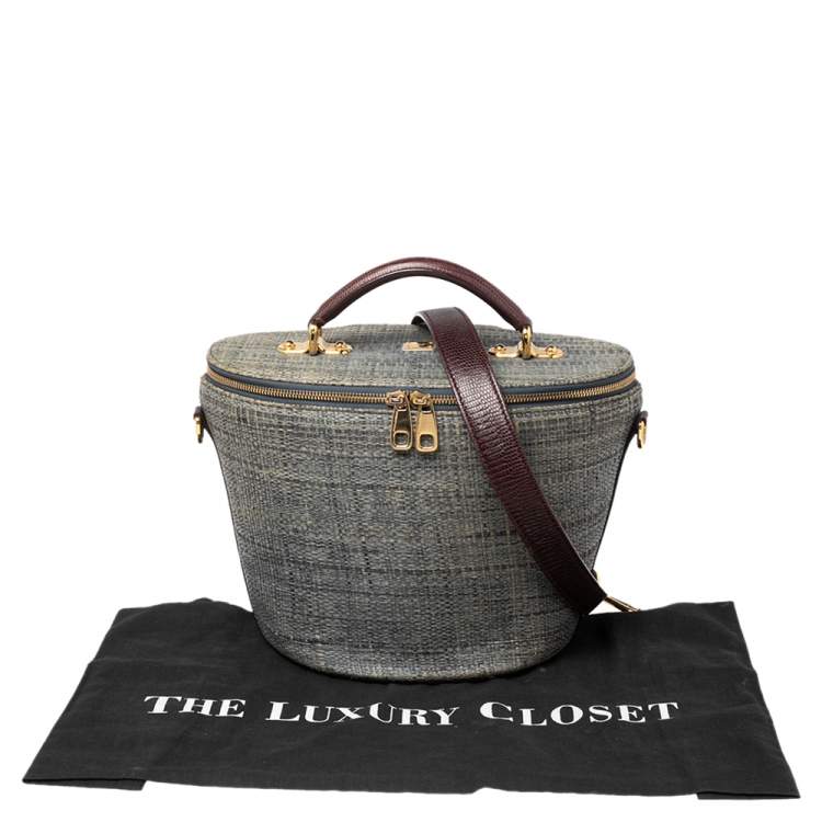 Pre Owned Dolce & Gabbana Blue Raffia Bast Bucket Bag