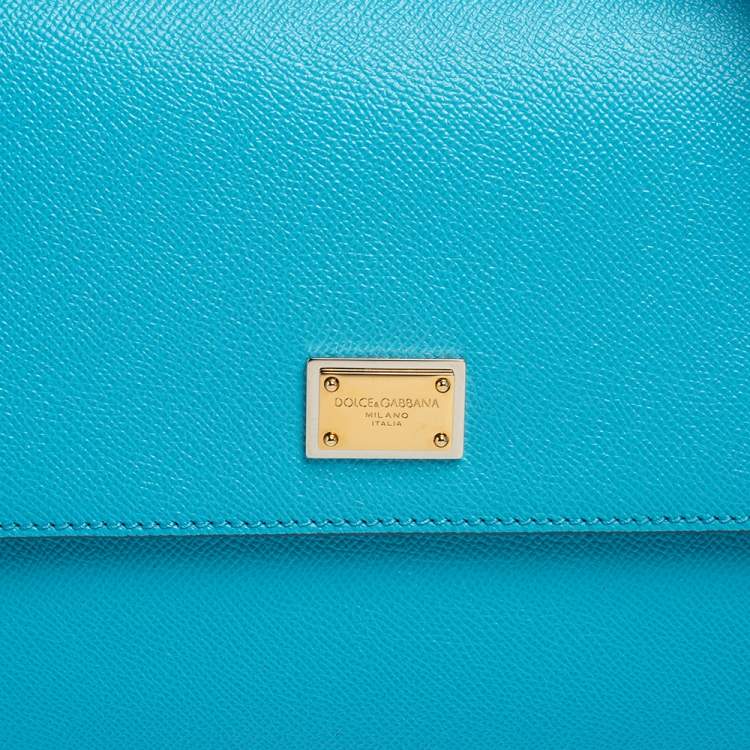 Pre Owned Dolce & Gabbana Light Blue Leather Regular Miss Sicily Top Handle Bag