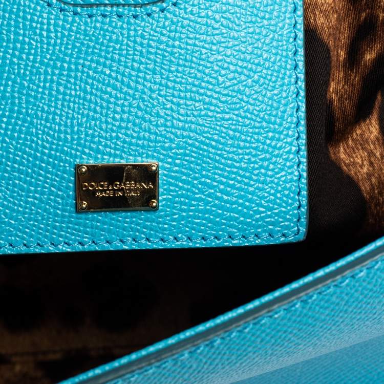 Pre Owned Dolce & Gabbana Light Blue Leather Regular Miss Sicily Top Handle Bag