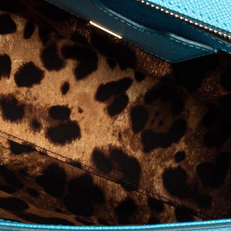 Pre Owned Dolce & Gabbana Light Blue Leather Regular Miss Sicily Top Handle Bag