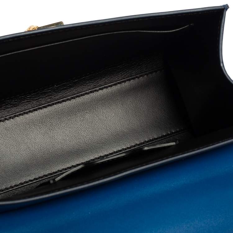 Pre Owned Dolce & Gabbana Blue Leather Lucia Chain Shoulder Bag