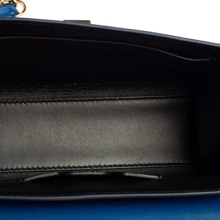 Pre Owned Dolce & Gabbana Blue Leather Lucia Chain Shoulder Bag