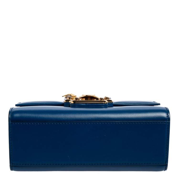 Pre Owned Dolce & Gabbana Blue Leather Lucia Chain Shoulder Bag