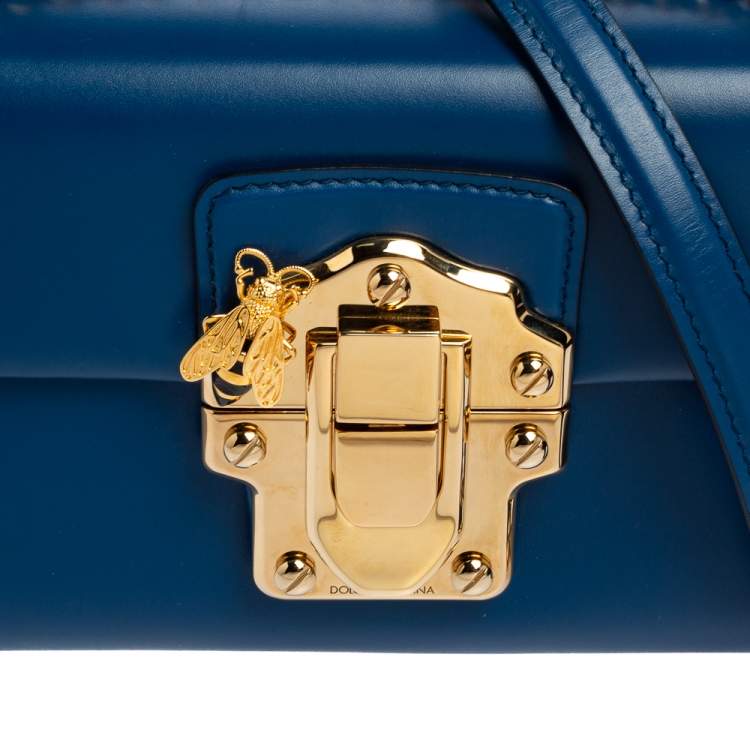 Pre Owned Dolce & Gabbana Blue Leather Lucia Chain Shoulder Bag