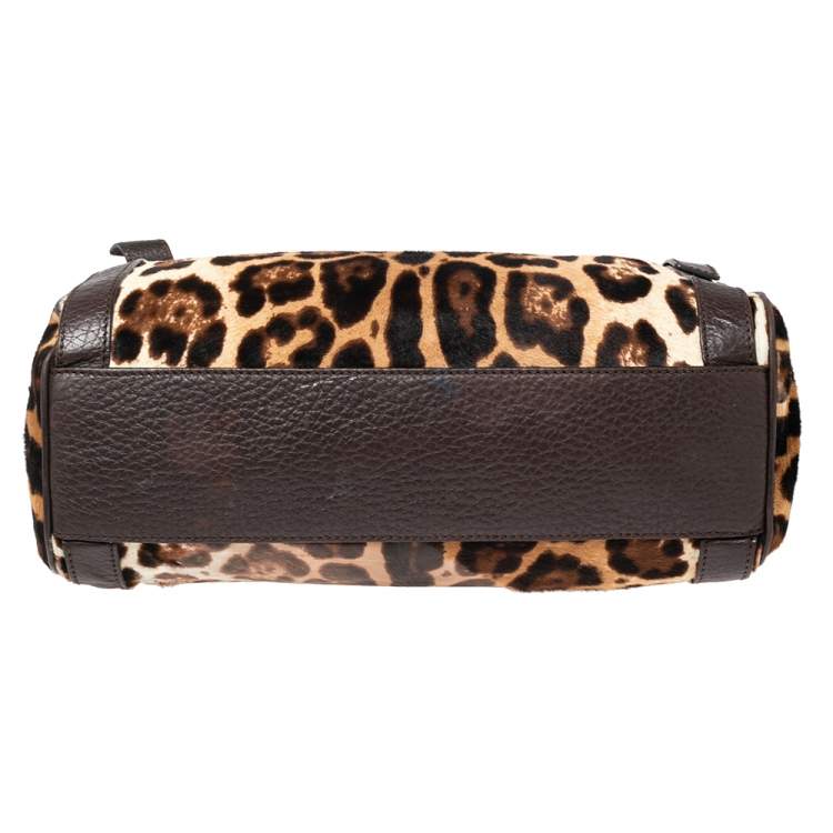 Pre Owned Dolce & Gabbana Brown Animal Print Calf Hair and Leather Miss Easy Way Tote