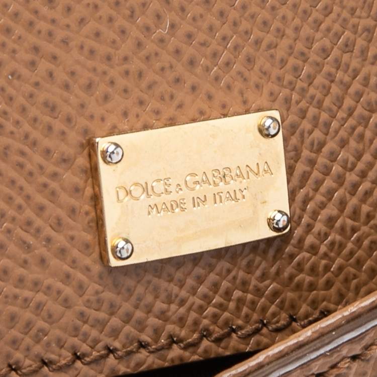 Pre Owned Dolce & Gabbana Tan Leather Medium Miss Sicily Top Handle Bag