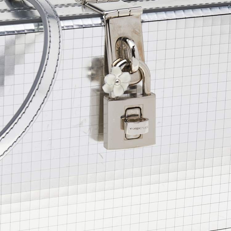 Pre Owned Dolce & Gabbana Metallic Silver Leather Box Clutch