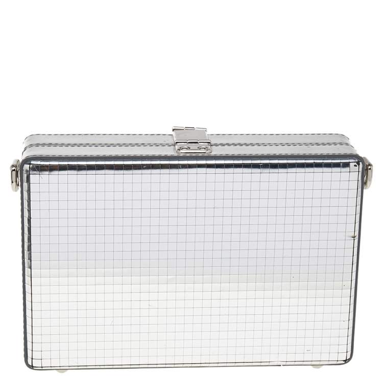Pre Owned Dolce & Gabbana Metallic Silver Leather Box Clutch