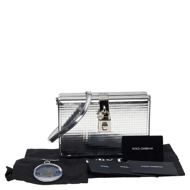 Pre Owned Dolce & Gabbana Metallic Silver Leather Box Clutch